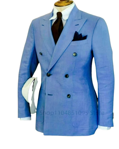 Formal Wedding Men Suit Jacket Slim Fit Peak Lapel Double Breasted Blazer Business One Coat Work Office Jacket for Party Prom