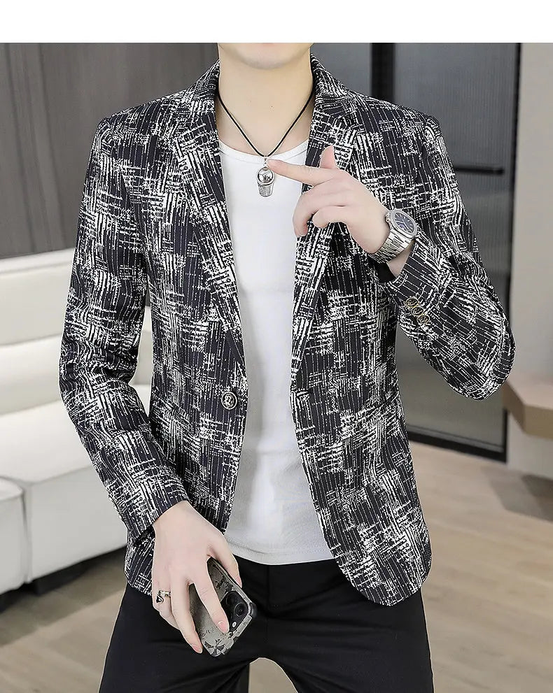 Blazer Men's Fashion Outdoor Travel Gentleman Wedding Slimming Business Versatile Trendy Casual Korean-style Formal Wear Blazer