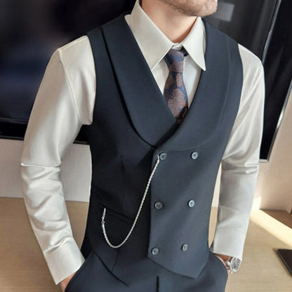 Men's Double Breasted Vest – Formal Lapel Waistcoat for Weddings & Events