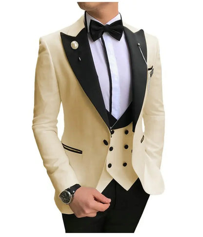 Navy Blue Black Lapel Suits For Men Custom Made Terno Slim Fit Groom 3 Piece Wedding Mens Suit Masculino Jacket+Pant+Vest