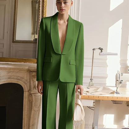Wedding Guest Suits for Women Elegant Bride Mother Groom Blazer Set Shawl Lapel 2Pieces(Jacket+Pants) Hidden Button Custom