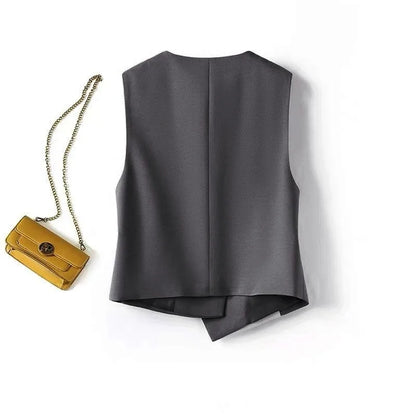 Old money style irregular suit vest women's vest 2025 spring and autumn new layered commuting professional capable shoulders