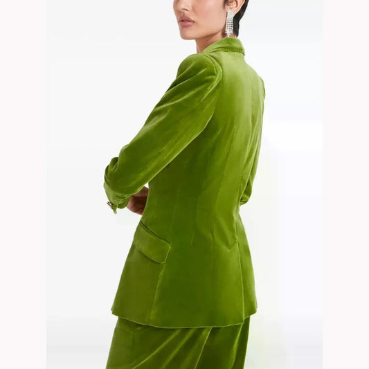 Green Women Suit Customized Clove Velvet Single-grain Buckle Three Pieces (Jacket+Pants+Vest) Office Lady Business Set