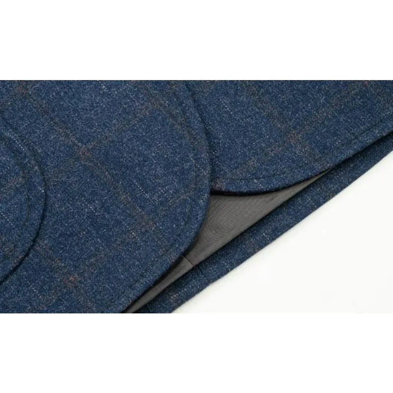 KIDWHXR Spring Autumn Men Suit Coat Fashion Plaid Turn Down Collar Man Blazer Non-ironing Business Casual Mlae Slim Jacket
