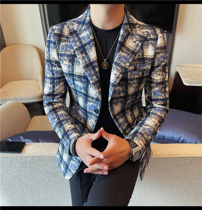 Autumn Winter Casual Suit Jackets Men's Korean Trendy Slim Handsome Wedding Business Blazer Streetwear Social Daily Dress Coat