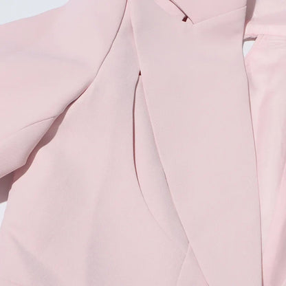 Spring Autumn New Women Blazer Back Hollow Out Waist Cinching Slim Fit Solid Color French Elegant Fashion Tide Coat HK17101