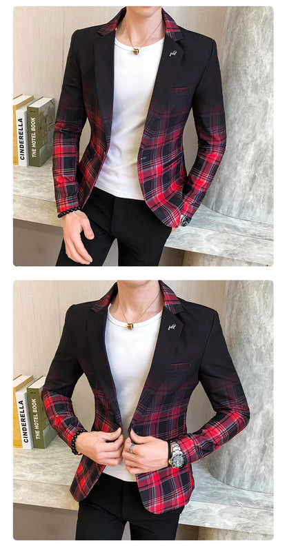 Men's Blazer Suit Jacket 2025 Spring New Fashion Korean Slim Suit Jacket Social Prom Dress Jacket Men's High Quality Clothing