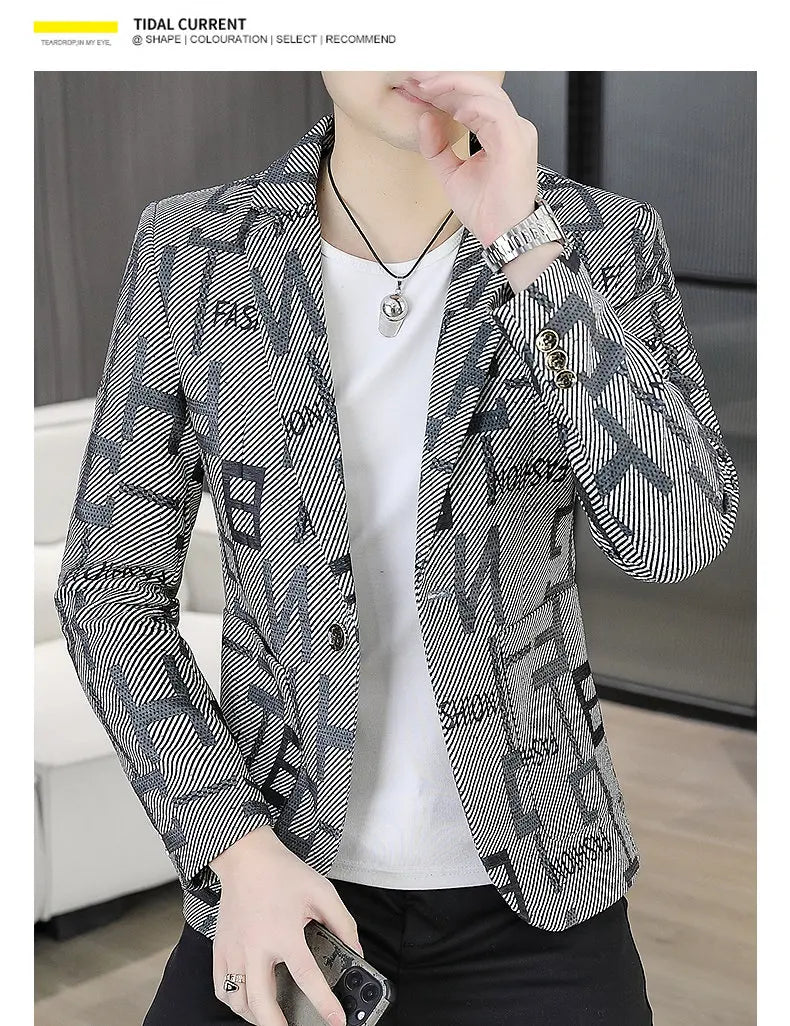 Blazer Men's Fashion Outdoor Travel Gentleman Wedding Slimming Business Versatile Trendy Casual Korean-style Formal Wear Blazer