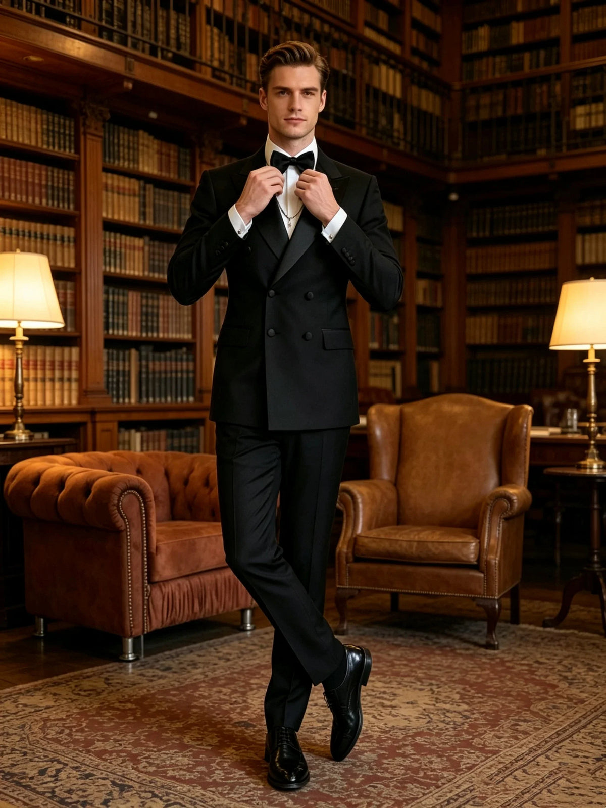 2 Pieces Black Men's Suit Peak Lapel Double Breasted Blazer Pants Wedding Business Birthday Party Prom Suits Groom Tuxedos