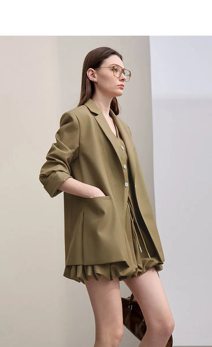 Women's Jackets 2026 Autumn New V-neck Vest Bud Shorts Separate Blazer Women's Fashionable Versatile Top Female 12641056