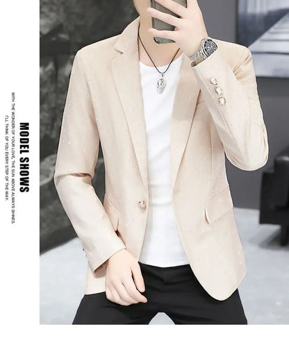 Blazer Men's fashion outdoor travel gentleman wedding Slimming Business versatile Trendy Casual Korean-style formal wear Blazer