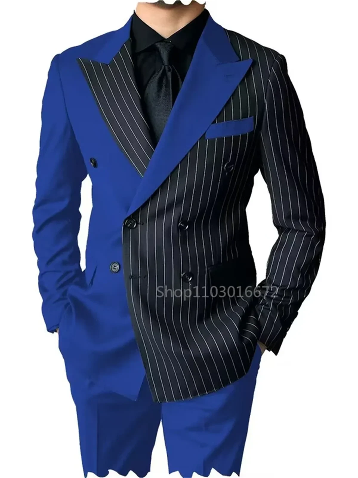 2 Piece New Style Slim Fit Men Suits Groom Tuxedos Peak Lapel Double Breasted Blazer Pants Sets Prom Business Costume Homme