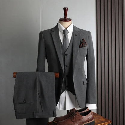 Black Men's 2-piece Suit Four Seasons Casual Business Formal Fashionable Slim Fit Wedding Groomsman Dress Suit Men's Clothing