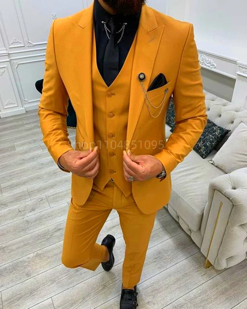 Costume 3 pièces homme col revers blanc, mode à boutonnage simple, blazer gilet pantalon ensemble décontracté chic pour mariage, tenue vestimentaire homme formelle