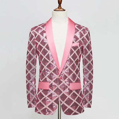 2023 New High Quality Handsome Fashion Boutique Men's Stereo Square Sequin Casual Dance Suit Jacket Boutique Fashion Suit Jacket