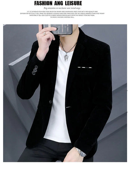 2025 Canary Suit Men's Velveteen Casual Small Suit British Style Business Single West Casual Clothes Trend Youth Handsome Shirt
