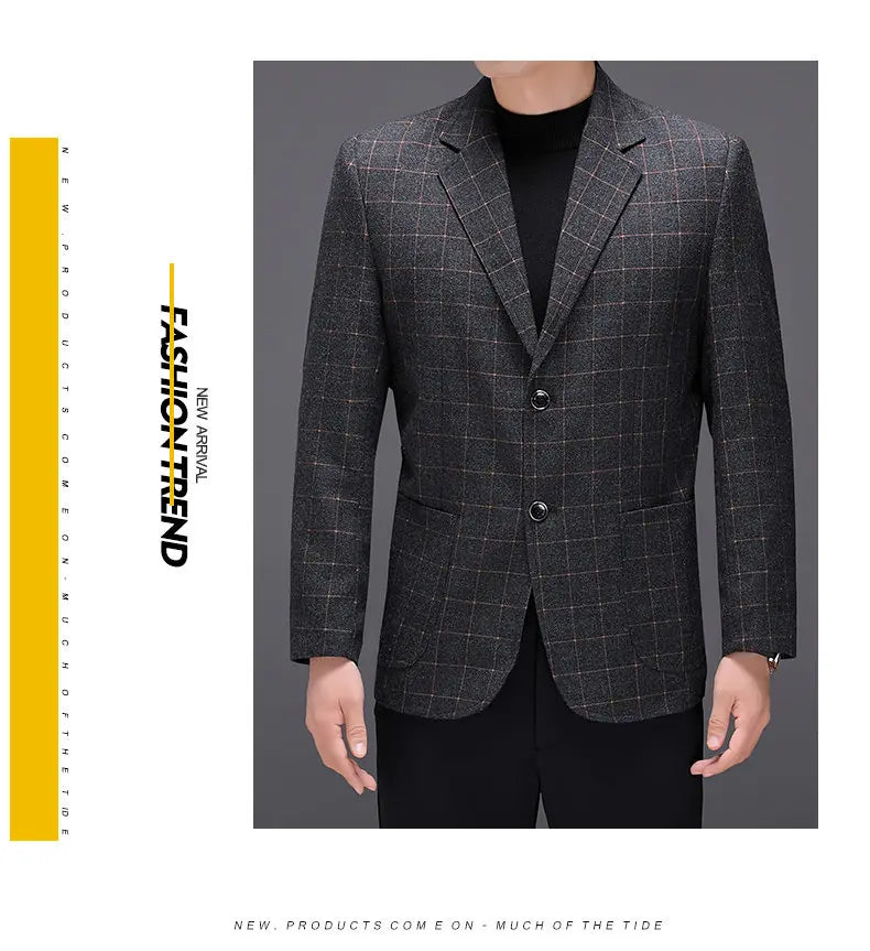 Blazer Fashionable Outdoor Travel Camping Youthful Wedding Versatile Host for Campus Leisure Korean Style Checkered Men's Blazer