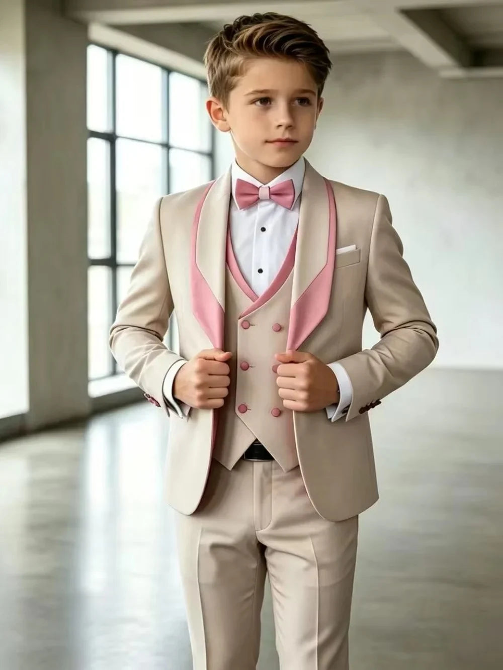 Flower Boys Wedding Tuxedo 3 Pieces Jacket Vest Pants High Quality Kids Slim Fit Suit Set Piano Performance Wear 2-20T