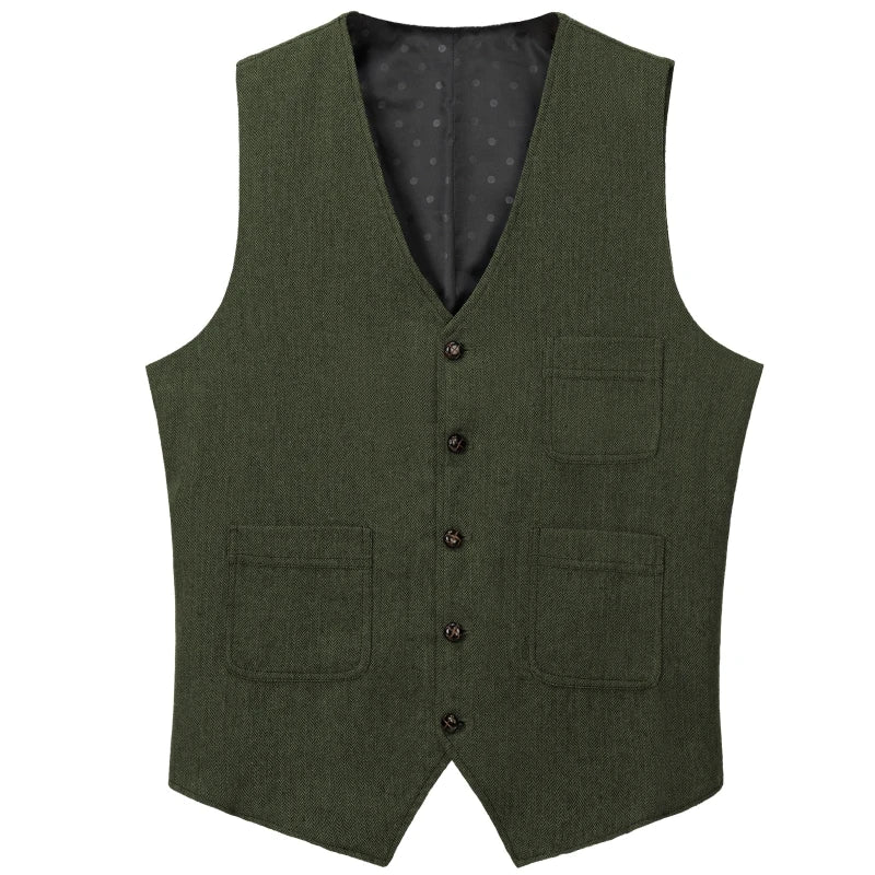 Men's Vest Herringbone Single Button Waistcoat for Wedding Business Casual