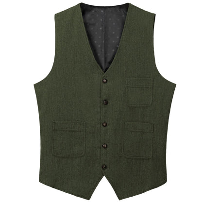 Men's Vest Herringbone Single Button Waistcoat for Wedding Business Casual