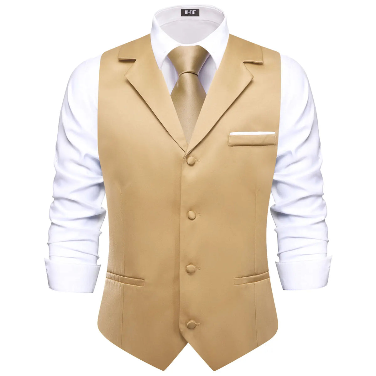 Men's Vest with Tie V-Neck Jacquard Waistcoat for Tuxedo Business Party