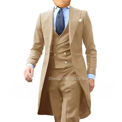 Costume queue de pie pour homme, costume de cérémonie, veste à revers pointus, gilet et pantalon pour fête, mariage, danse, performance de magie.