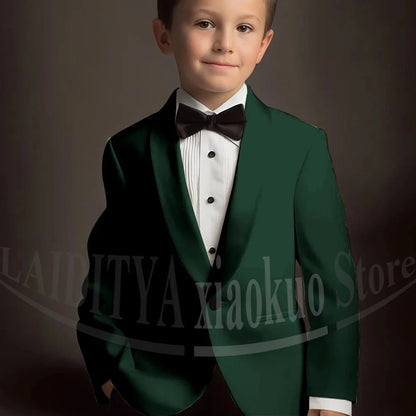Chic Suits for Boy Cute Shawl Lapel One Button Blazer with Pants Party Costume Wedding Tuxedos 2 Piece Fashion Kids Clothes