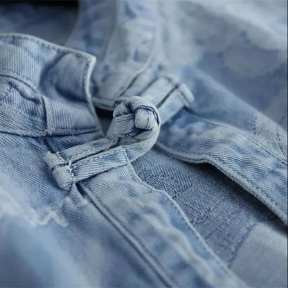 New Female Cowboy Vest Tops Coat Chinese Style Buckle Female Denim Waistcoat Jacket Ladies Cardigan Leisure Sleeveless Outerwear