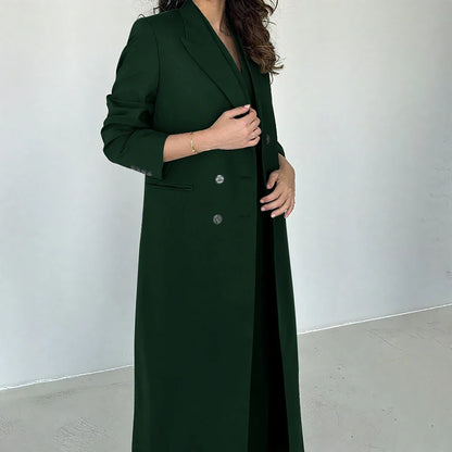Gray Women Pants Sets 3 Piece Gorgeous Peak Lapel Double Breasted Solid Outfits Fashion Formal X-Long Suits (Blazer+Vest+Pants)