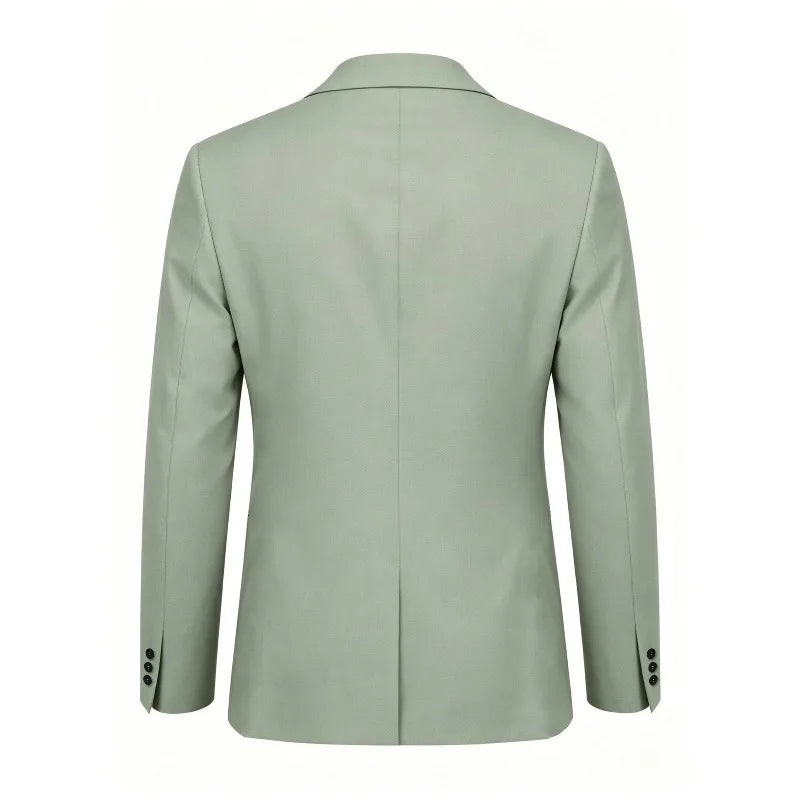 Man Blazer Korean Slim Simple Solid Color Turn Down Collar Male Suit Outerwear Business Casual Long Sleeeve Men Coat