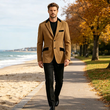 Men's Wool Blend Blazer Black Croc Print Lapel Collar Slim Fit Formal Business Casual Suit Jacket Autumn Winter Sport Coat