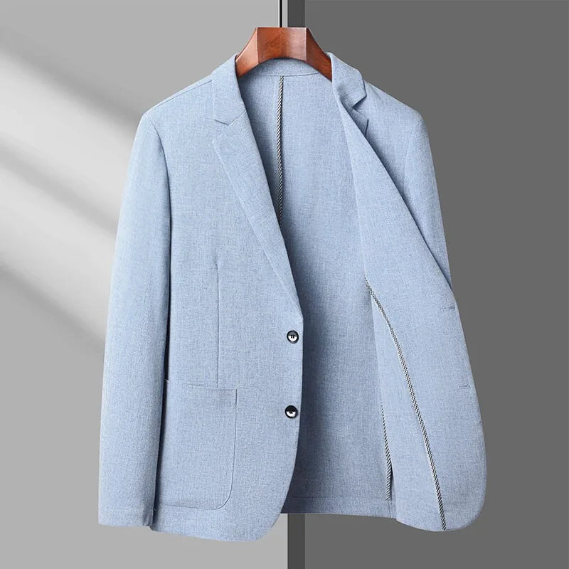 KIDWHXR Coat Man Thin Single-breasted Pocket Business Casual Men Blazer Sun Protection Breathable Versatile Male Suit Outerwear