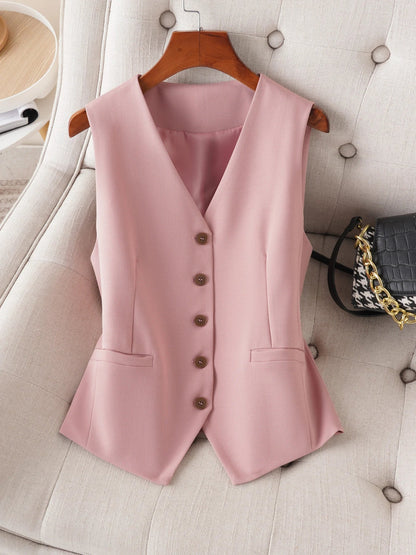 Single-Breasted Layered Suit Vest for Women Suitable for Spring and Autumn Can Be Worn as an Inner or Outer Layer Stylish Off