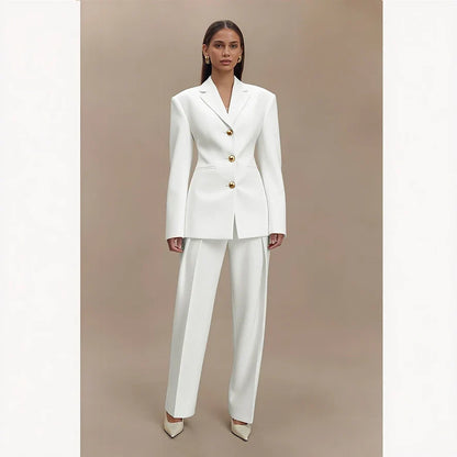 Dark Blue Women Suits Customized Slim Fitted Single-breasted Two Pieces(Jacket+Trousers) Ladies Formal Party Wedding Set