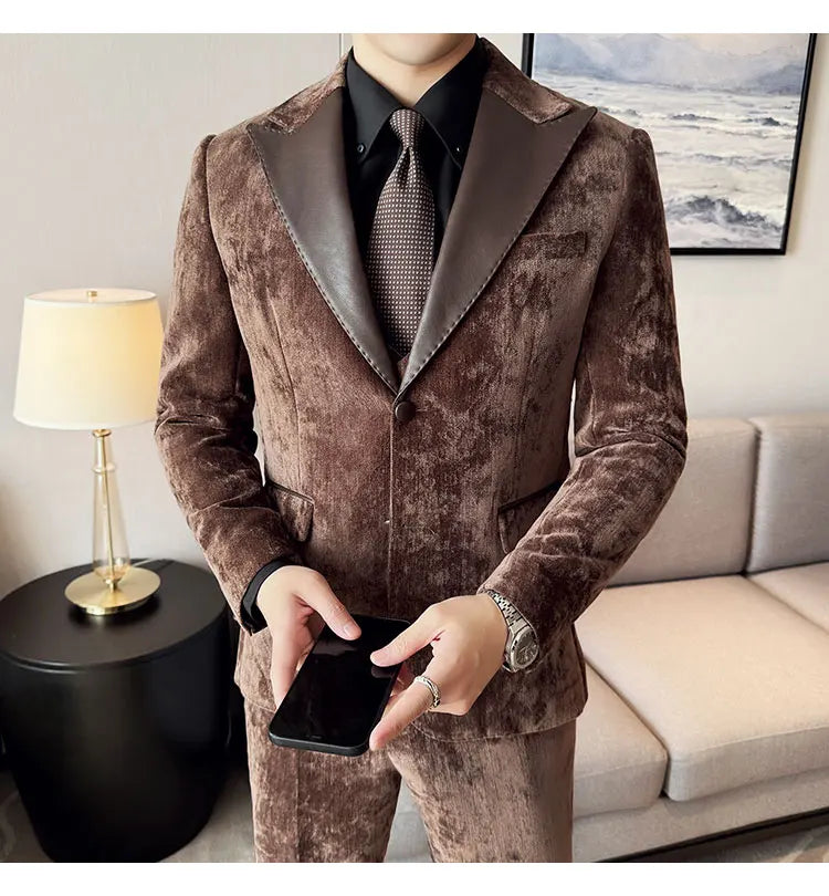 Men's Slim Fit 3-Piece Suit – Smart Casual & Wedding Formal Set