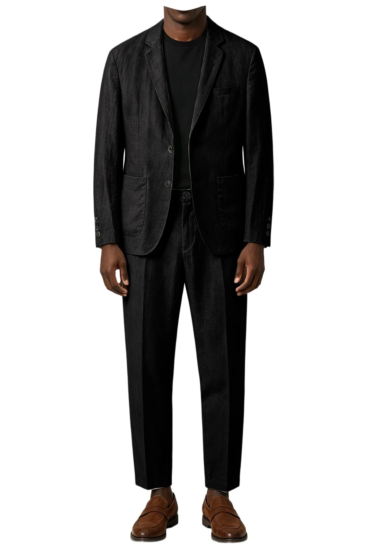 Men's Linen Blend 2-Piece Suit Notched Lapel Slim Fit – Casual Summer Beach Wedding Set