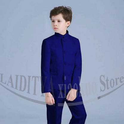 Boy Suits Fashion Stand Collar Single Breasted Outfits 2 Piece Formal Party Tuxedo Daily Casual Slim Children's Clothing