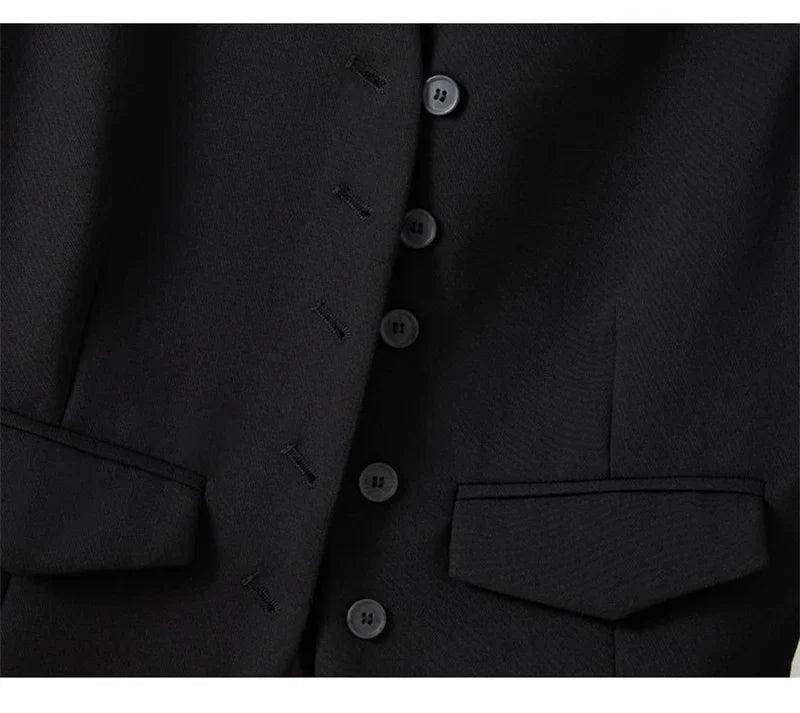 2025 New Women's Blazer High End Casual Vest Waistcoat Female Commuting Slimming Collar Less Sleeveless Short Suit Jacket Lined