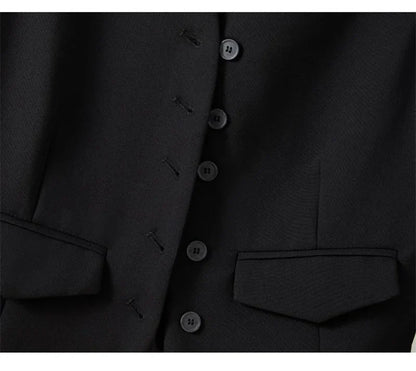 2025 New Women's Blazer High End Casual Vest Waistcoat Female Commuting Slimming Collar Less Sleeveless Short Suit Jacket Lined
