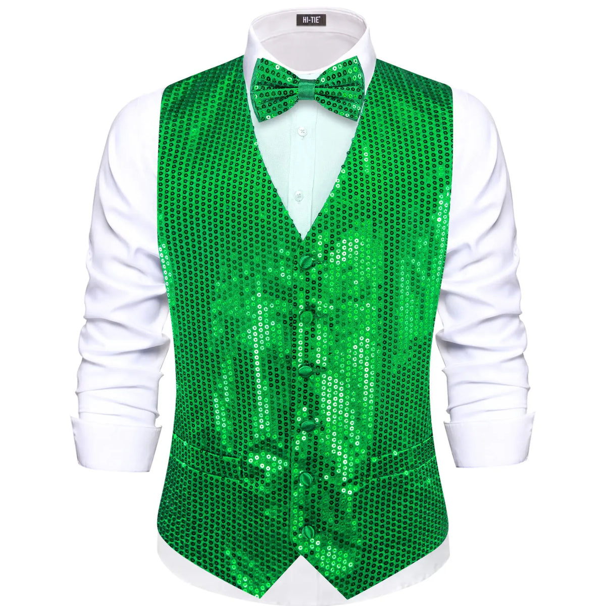 Men's Sequin Suit Vest with Bow Tie Set for Weddings and Formal Events