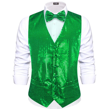 Men's Sequin Suit Vest with Bow Tie Set for Weddings and Formal Events