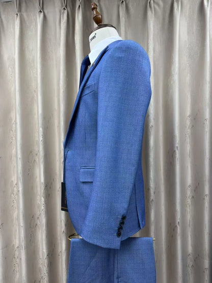Men's Formal Peak Lapel Suit Set 3 Pieces Business Outfit Elegant Handsome Slim Fit Suits For Men Host Costumes Party Tuxedo