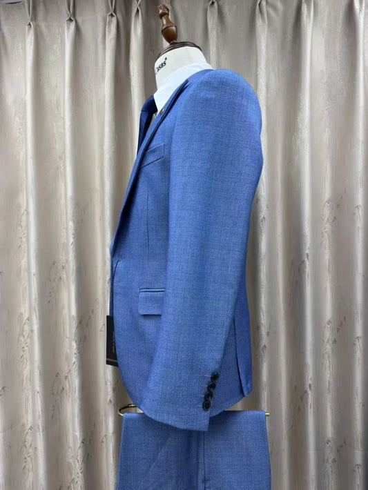 Men's Formal Peak Lapel Suit Set 3 Pieces Business Outfit Elegant Handsome Slim Fit Suits For Men Host Costumes Party Tuxedo