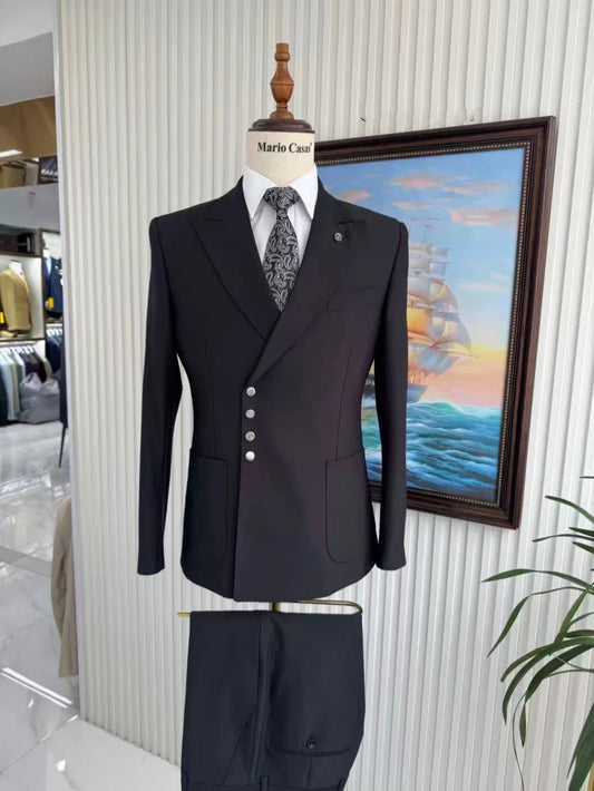 High Quality Man Slim Fit Suits 2 Pieces Business Party Wear Handsome Classy Men's Suit Set Wedding Groom Sets Dancing Wear