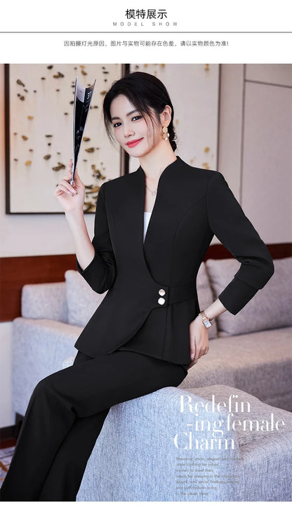 Long-Sleeved Suit for Women, Elegant Jacket and Trousers, Business and Work Uniform, Office Ladies, Special Fashion, 2025
