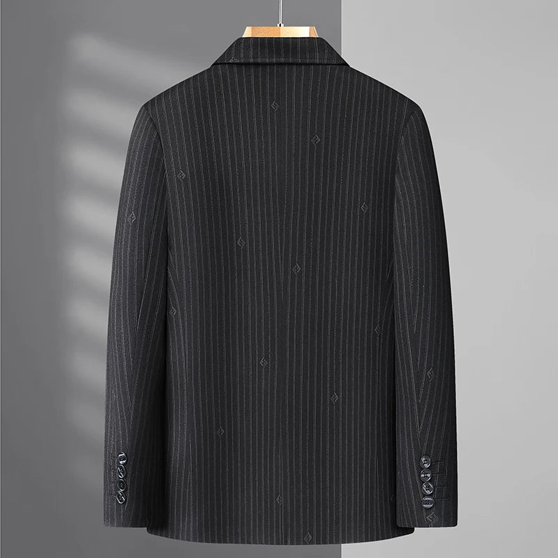 Men's Smart Casual Blazer – Single Breasted Polyester Jacket for Middle-Aged Men – Spring Autumn