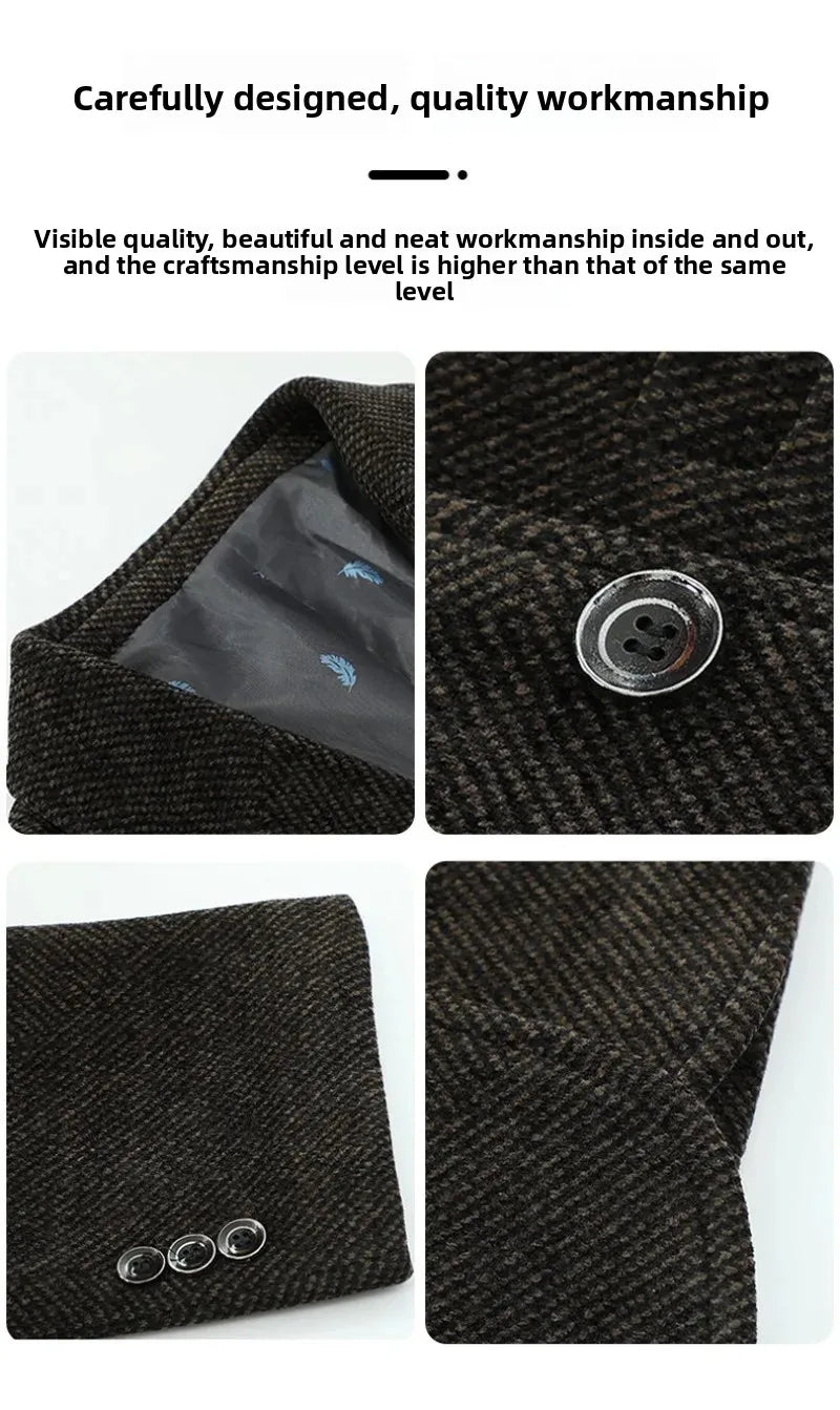 Blazer Men's Business Gentleman Wedding Fashionable Solid Color Best Man, Slimming and Casual Middle-aged and Elderly Blazer