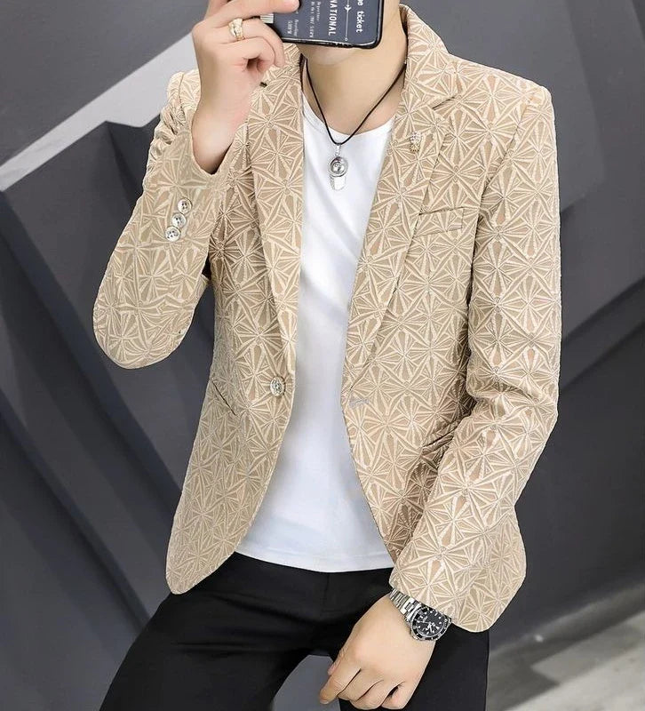 Men's Slim Fit Blazer – Single Button Casual Suit Jacket for Autumn & Winter