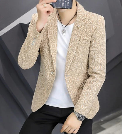 Men's Slim Fit Blazer – Single Button Casual Suit Jacket for Autumn & Winter