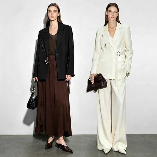 Women's Mid-Length Blazer with Shoulder Pads Notched Lapel Versatile Commuter Minimalist Autumn 2026 Women's Coat 12643050